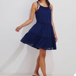 Vineyard Vines Navy Guaze lined tiered sundress sz S